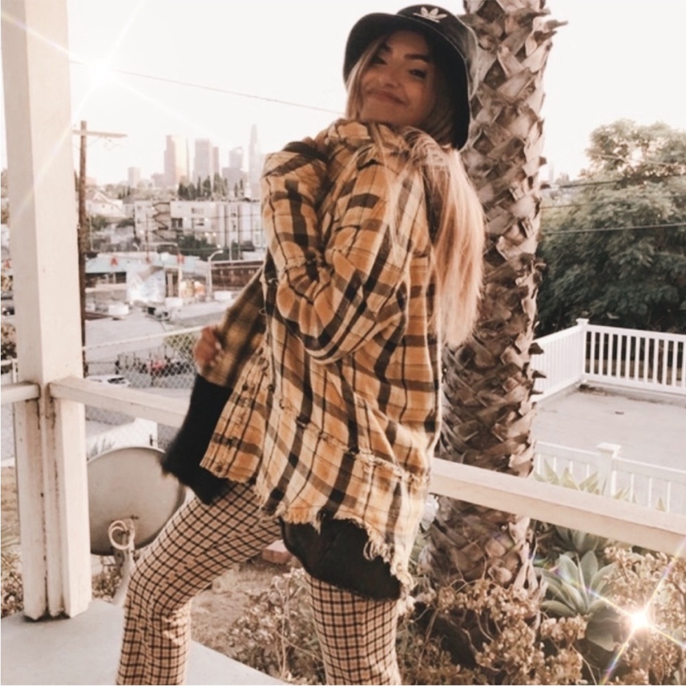 Free People Hooded Flannel Top